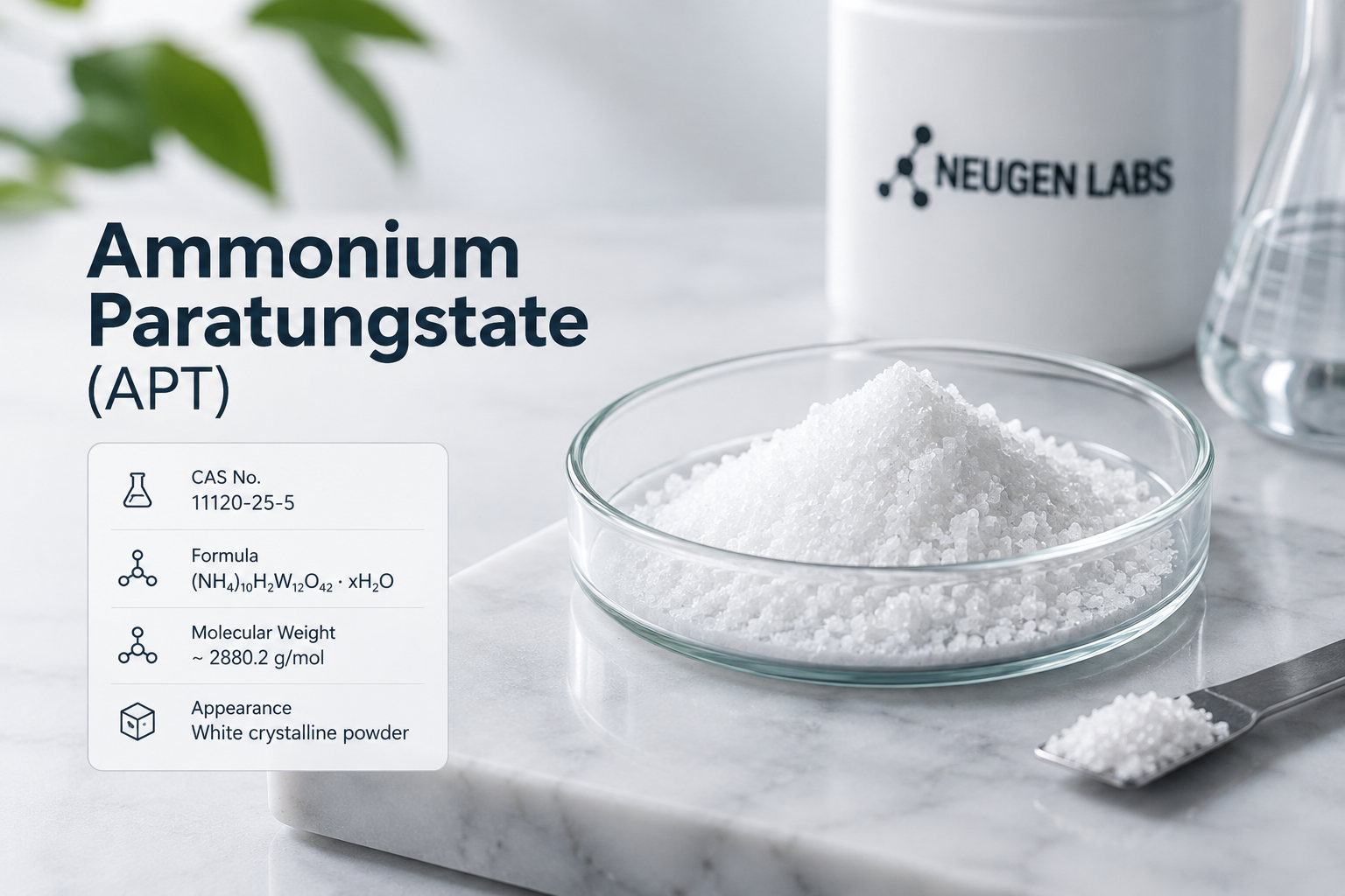 Ammonium Paratungstate (APT) CAS 11120-25-5 white crystalline powder from Neugen Labs